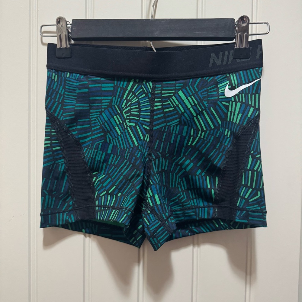 Nike Dri-FIT Black and Green Patterned Shorts